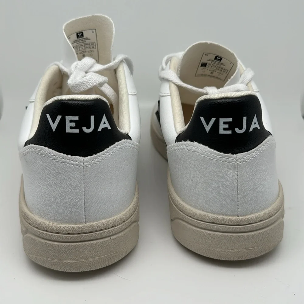 Free‎ People Veja V-10 Platform Low Top Casual White Black Leather Sneakers Sz9